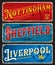 Nottingham, Sheffield, Liverpool travel stickers