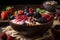 Nourishing and Delicious: A Smoothie Bowl Packed with Fresh Fruits and Nuts. Generative Ai