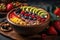 Nourishing and Delicious: A Smoothie Bowl Packed with Fresh Fruits and Nuts. Generative Ai