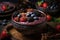 Nourishing and Delicious: A Smoothie Bowl Packed with Fresh Fruits and Nuts. Generative Ai