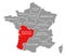 Nouvelle-Aquitaine red highlighted in map of France