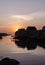 Nova Scotia fishing sheds at sunset