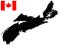 Nova Scotia map with Canadian flag - one of Canada`s three Maritime Provinces