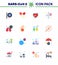 Novel Coronavirus 2019-nCoV. 16 Flat Color icon pack protect, not allow, beat, banned, infrared