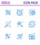 Novel Coronavirus 2019-nCoV. 9 Blue icon pack sign, medical, bacteria, hiv, aids