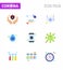 Novel Coronavirus 2019-nCoV. 9 Flat Color icon pack online, medical, face, drop, n