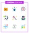 Novel Coronavirus 2019-nCoV. 9 Flat Color icon pack sample, lab, germs, blood, microscope