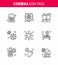 Novel Coronavirus 2019-nCoV. 9 Line icon pack  epidemic, antigen, hand, , coronavirus