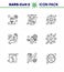 Novel Coronavirus 2019-nCoV. 9 Line icon pack  travel, washing, target, medical, protect