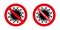 Novel Coronavirus 2019-nCoV outbreak warning sign. COVID-19 virus caution icons. Novel coronavirus is crossed out with red STOP si