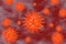 Novel Coronavirus COVID-19 Cells Floating in Human Organism Closeup. 3d Rendering