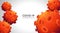 Novel Coronavirus realistic 3d red viral cell. Horizontal web banner concept. Vector illustration with a microscopic view of 2019-