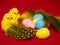 Novelty Easter Toy Chicks and nest