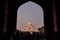 November 02, 2014: Archway entrance to the Taj Mahal in Agra, In