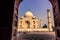 November 02, 2014: Archway from a mosque to the Taj Mahal in Agra, India