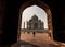 November 02, 2014: Archway into the Taj Mahal in Agra, India