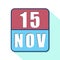 november 15th. Day 15 of month,Simple calendar icon on white background. Planning. Time management. Set of calendar icons for web