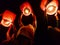 November 2018, Kolkata, India. Three person releasing lighted paper hot air balloon in sky lantern festival at night in Kolkata,