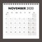 November 2020 calendar with wire band