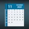 November 2021 Calendar Leaf. Flat design