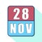 november 28th. Day 28 of month,Simple calendar icon on white background. Planning. Time management. Set of calendar icons for web