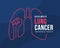 November Lung cancer awareness month text and pink line lung with Raised Hand symbol on dark blue curve texture background vector