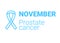 November month of prostate cancer. Blue ribbon. Men health symbol. Vector