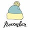 November. Vector illustration with cap for design