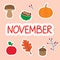 November word concept, autumn icons composition