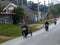 November21, 2018. Laos village people living and travelling to work along main road