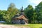 Novgorod, Russia - August 31, 2018: Vitoslavlitsy Museum of Wooden Architecture. Typical Russian old house