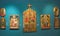 NOVI SAD, SERBIA - April 13th: Wooden Christian icons on blue wall in museum