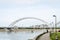 Novi Sad, Serbia - July 17. 2019: Zezelj bridge on river Danube in Novi Sad Serbia