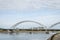 Novi Sad, Serbia - July 17. 2019: Zezelj bridge on river Danube in Novi Sad Serbia