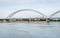 Novi Sad, Serbia - July 17. 2019: Zezelj bridge on river Danube in Novi Sad Serbia