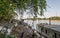 Novi Sad, Serbia - September 29. 2019: The wreck of the tanker at the Danube River in Novi Sad