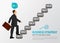 Novice businessman starts to climb the stairs. Concept of Business Strategy, Wealth-Building Business, Growth, balance, success, t