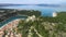 Novigrad Dalmatinski fortress ruins and bay panoramic aerial view