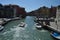 Novo River Canal In Santa Chiara With Nice Boats Sailing In Venice. Travel, holidays, architecture. March 28, 2015. Venice, Veneto