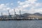 Novorossiysk, Russia 08.18.2023. Port cranes, Black Sea, port, Krasnodar Territory, Novorossiys.