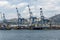 Novorossiysk, Russia 08.18.2023. Port cranes, Black Sea, port, Krasnodar Territory, Novorossiys.