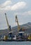 Novorossiysk, Russia 08.18.2023. Port cranes, Black Sea, port, Krasnodar Territory, Novorossiys.