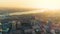 Novosibirsk, August 15, 2020. Beautiful sunset in a big city on the river. Beautiful view. European city. Aerial view