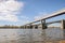 Novosibirsk metro bridge across the Ob River. Two bridges over the river