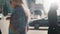 Novosibirsk, September 15, 2020. Lens blur, out of focus. A crowd of pedestrians crosses the street against the