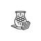 Novruz holiday pakhlava and tea cup line icon