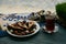 Novruz tray plate with Azerbaijan national pastry pakhlava