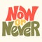 Now or Never lettering quote