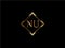 NU Initial diamond shape Gold color later Logo Design