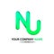 NU uppercase simple green logo letter